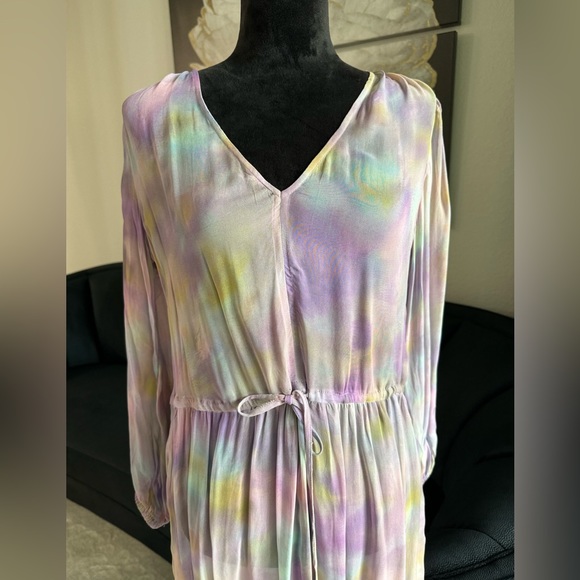 Velvet by Graham & Spencer sheer tie dye purple pink midi dress. Size Small. - Picture 3 of 6